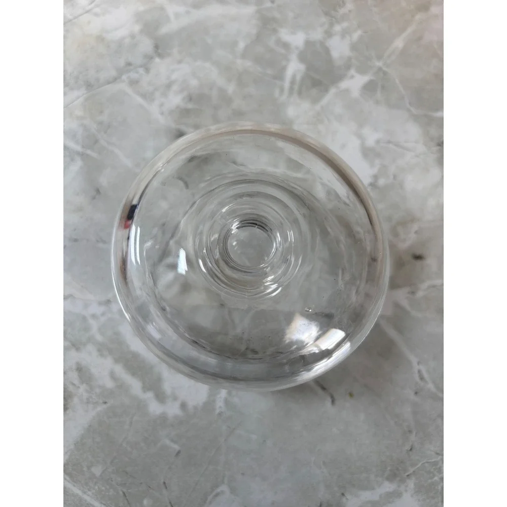 Vintage Etched Crystal‎ Footed Dessert Bowl Frosted Rose Floral Pedestal Glass